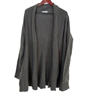 Rebecca Malone Charcoal Gray Long Sleeve Tunic Cardigan Sweater Wrap Size 1X.